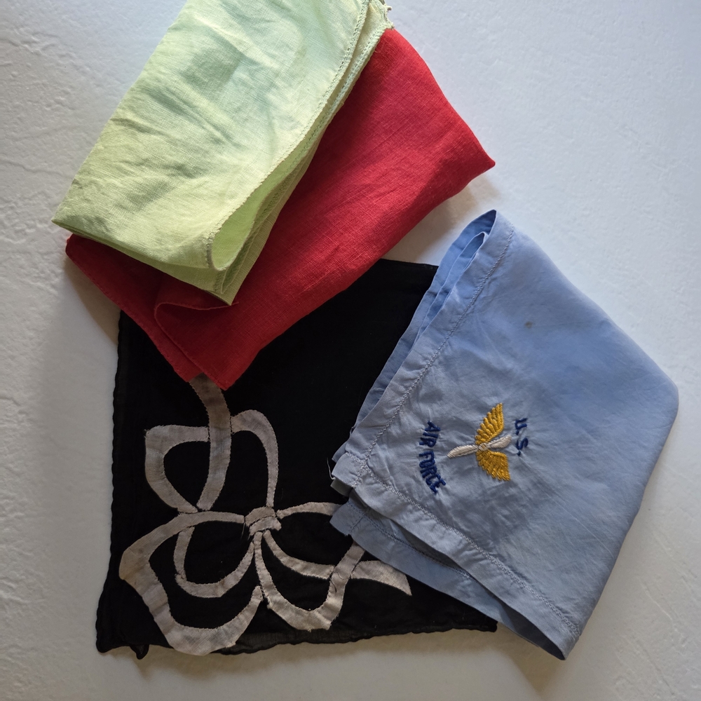 Vintage Handkerchiefs with Embroidered U.S. Air Force and Applique Details